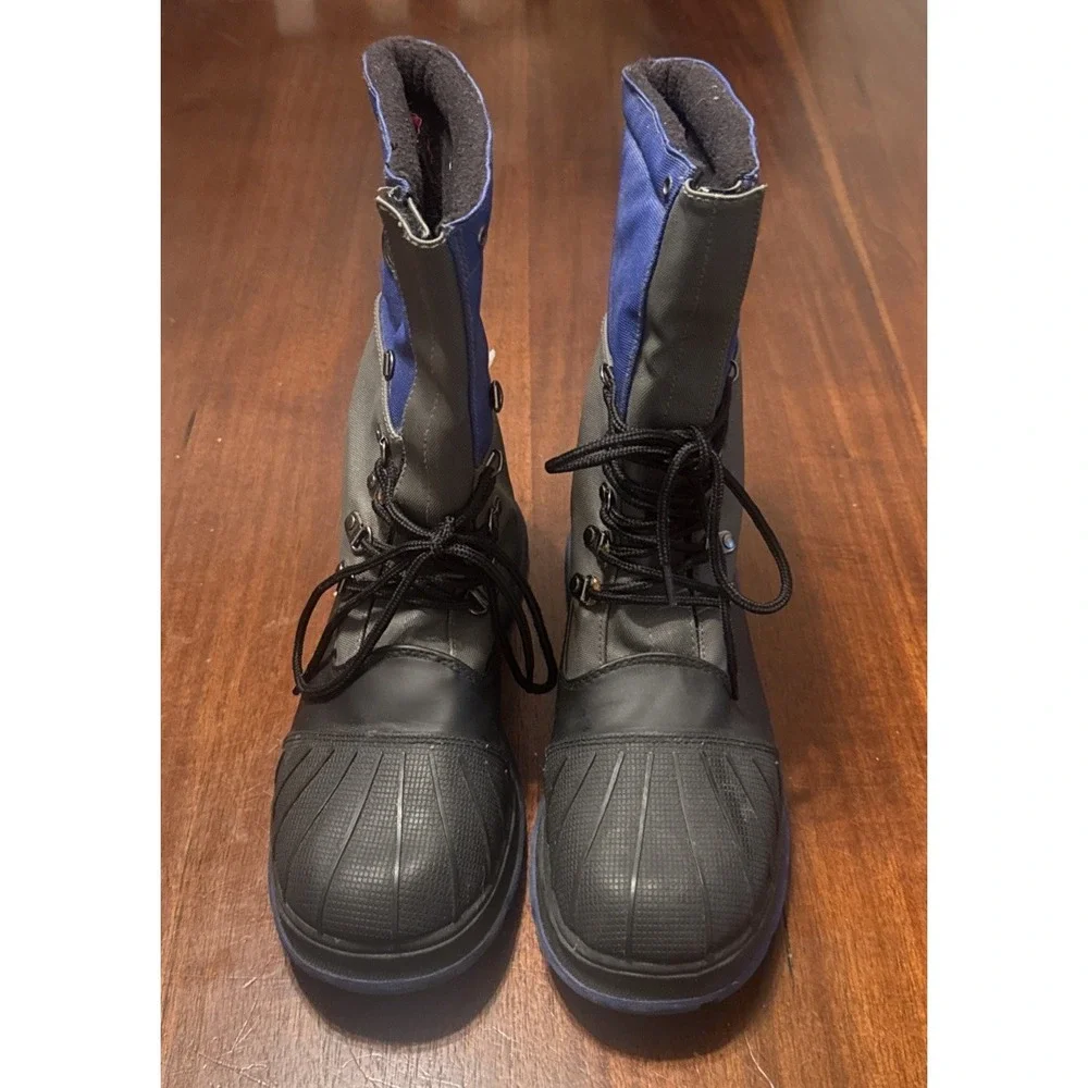 Totes Weather System Men's 8 Winter Snow Boots Black Blue Insulated Waterproof‎